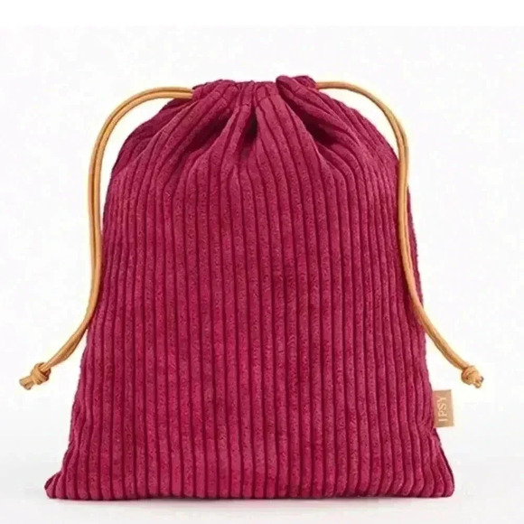 ipsy Handbags - IPSY Burgundy Drawstring Cosmetic Pouch